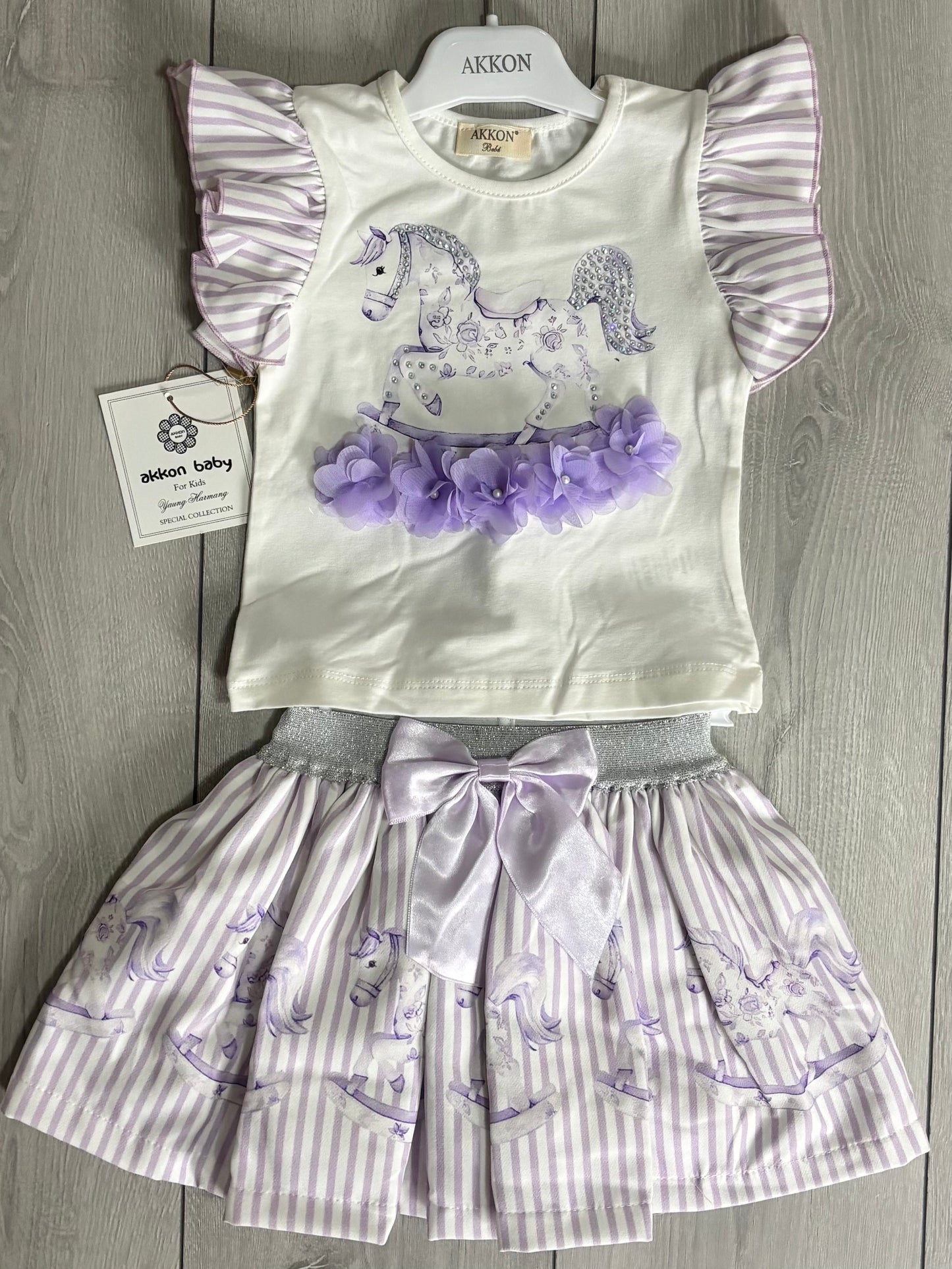 Girls Lilac Rocking Horse Skirt Set