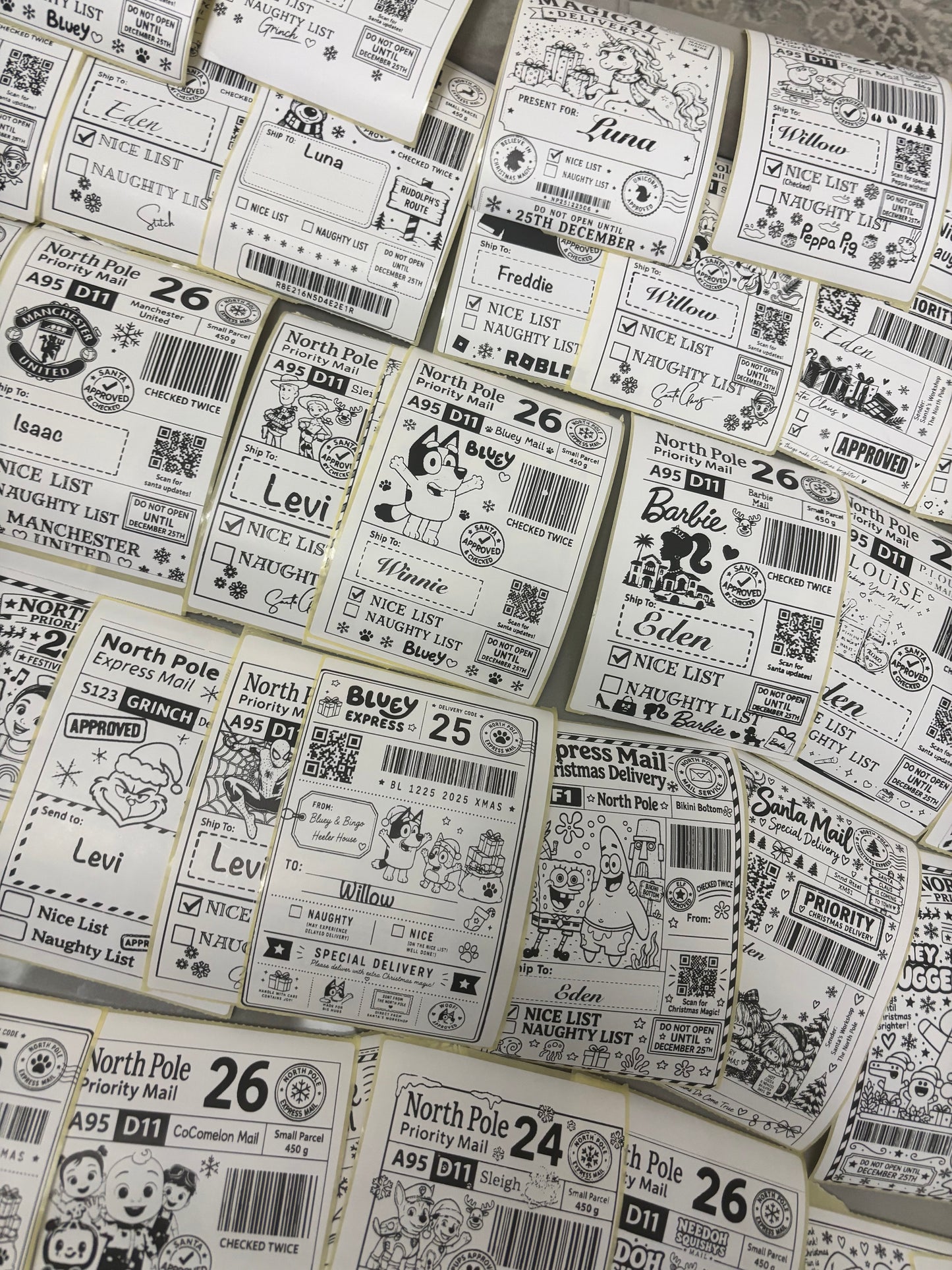 Personalised Nice List Labels